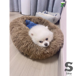 Đệm nằm chó mèo, ổ nằm lông tròn mềm mại cao cấp có size 40cm 50cm 60cm