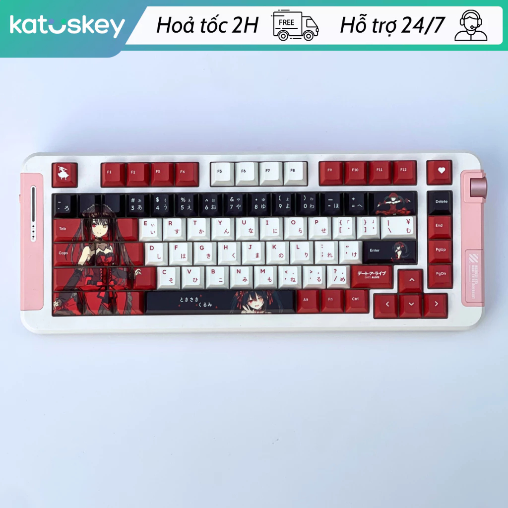 Keycap Kurumi Tokisaki, PBT Cherry Profile, Nút Bàn Phím Cơ Giá Rẻ cho Rapid Trigger, Fullsize TKL