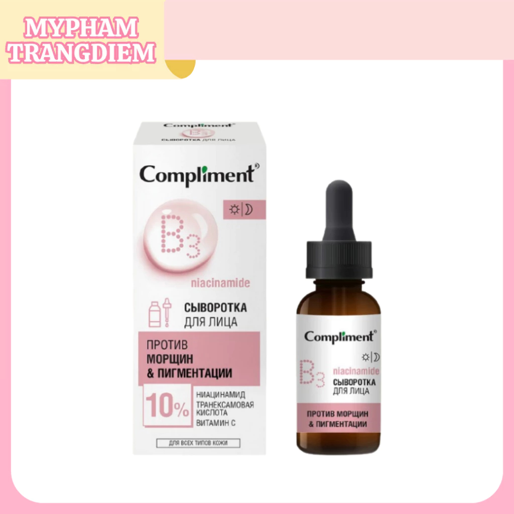 Serum Compliment Niacinamide 10% B3 – Hyaluronic Acid Làm sáng da, mờ thâm, cấp ẩm chuyên sâu 27ml