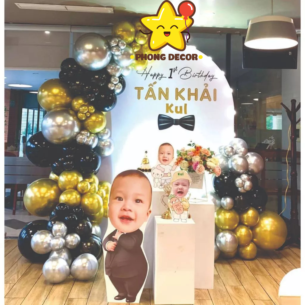 ( KÈM KHUNG BẠT) Set bóng sinh nhật kèm khung U, bạt backdrop in theo yêu cầu