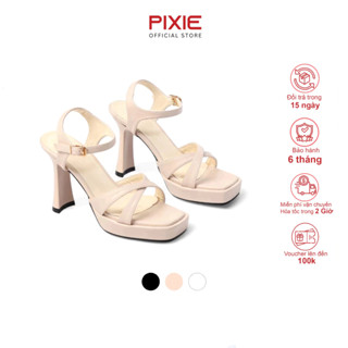 Giày Sandal Nữ Cao Gót 10 Phân Đế Đúp Quai Chéo Thời Trang Pixie H345