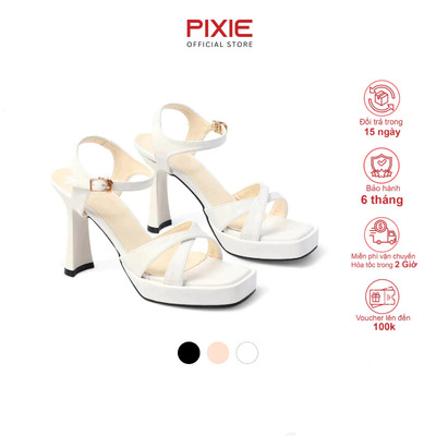 Giày Sandal Nữ Cao Gót 10 Phân Đế Đúp Quai Chéo Pixie H345