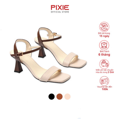 Giày Sandal Nữ Cao Gót 7cm Phối Màu Thời Trang Pixie X958
