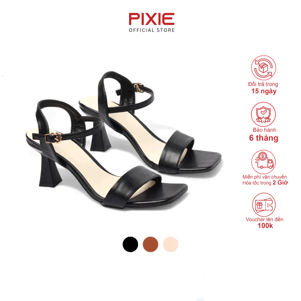 Giày Sandal Nữ Cao Gót 7cm Phối Màu Pixie X958