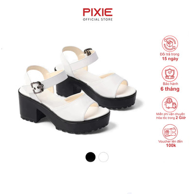 Giày Sandal Nữ Cao Gót 7cm Đế Đúp Quai Ngang Đế PU Siêu Nhẹ Pixie H423