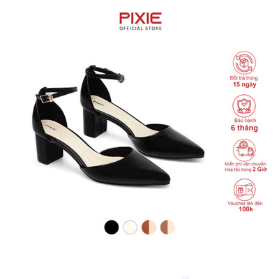 Giày Cao Gót 5cm Gót Vuông Bít Mũi Quai Hậu Thời Trang Pixie H349