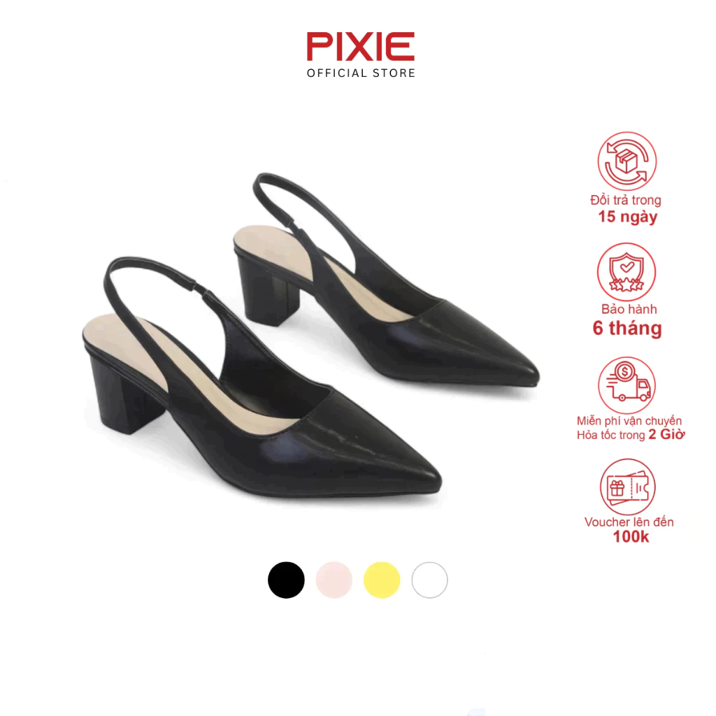Giày Cao Gót 5cm SlingBack Hậu Thun Mũi Nhọn Pixie H350