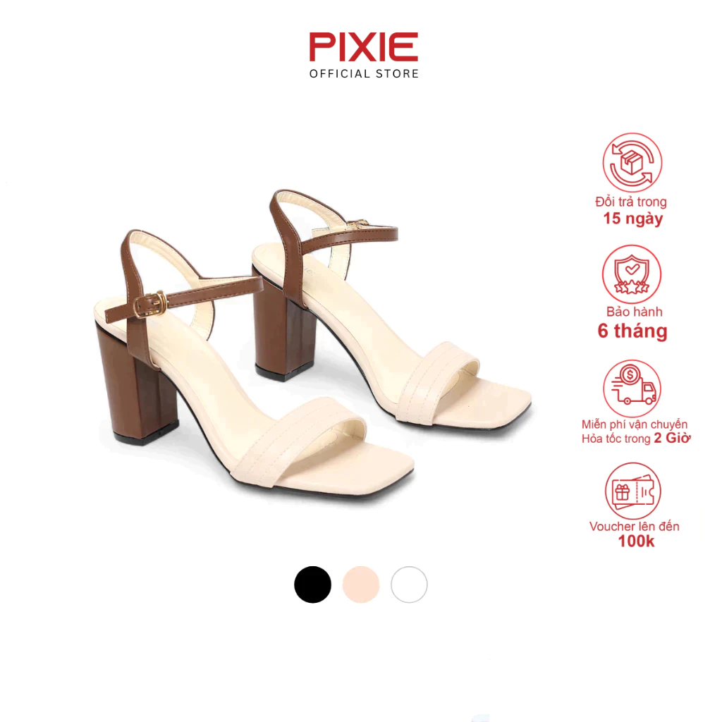 Giày Sandal Nữ Cao Gót 8cm Quai Chần Chỉ Pixie X913