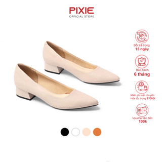 Giày Cao Gót 3cm Gót Vuông Mũi Nhọn Pixie X546