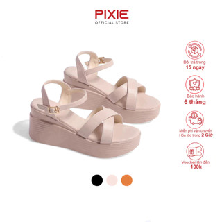  Giày Sandal Đế Xuồng 7cm Quai Chéo Thời Trang Pixie P207 
