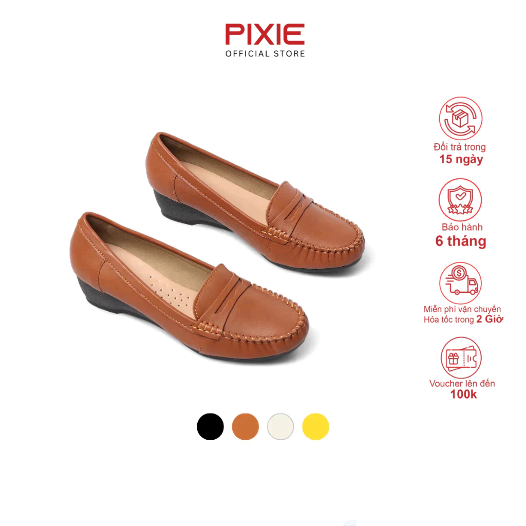 Giày Mọi Nữ Đế Xuồng 5cm Da Thật Pixie X997