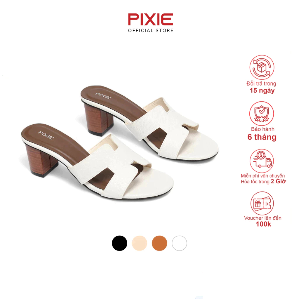 Guốc Cao Gót 5cm Quai Chữ H Pixie X867