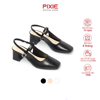 Giày Cao Gót Nữ 5cm SlingBack Phối Khóa Đính Đá Pixie E231