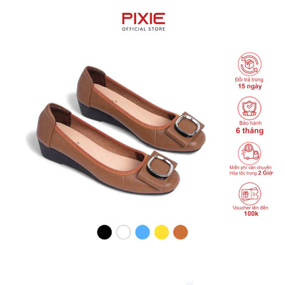 Giày Búp Bê Đế Xuồng Da Thật Khoá Tròn Pixie X665