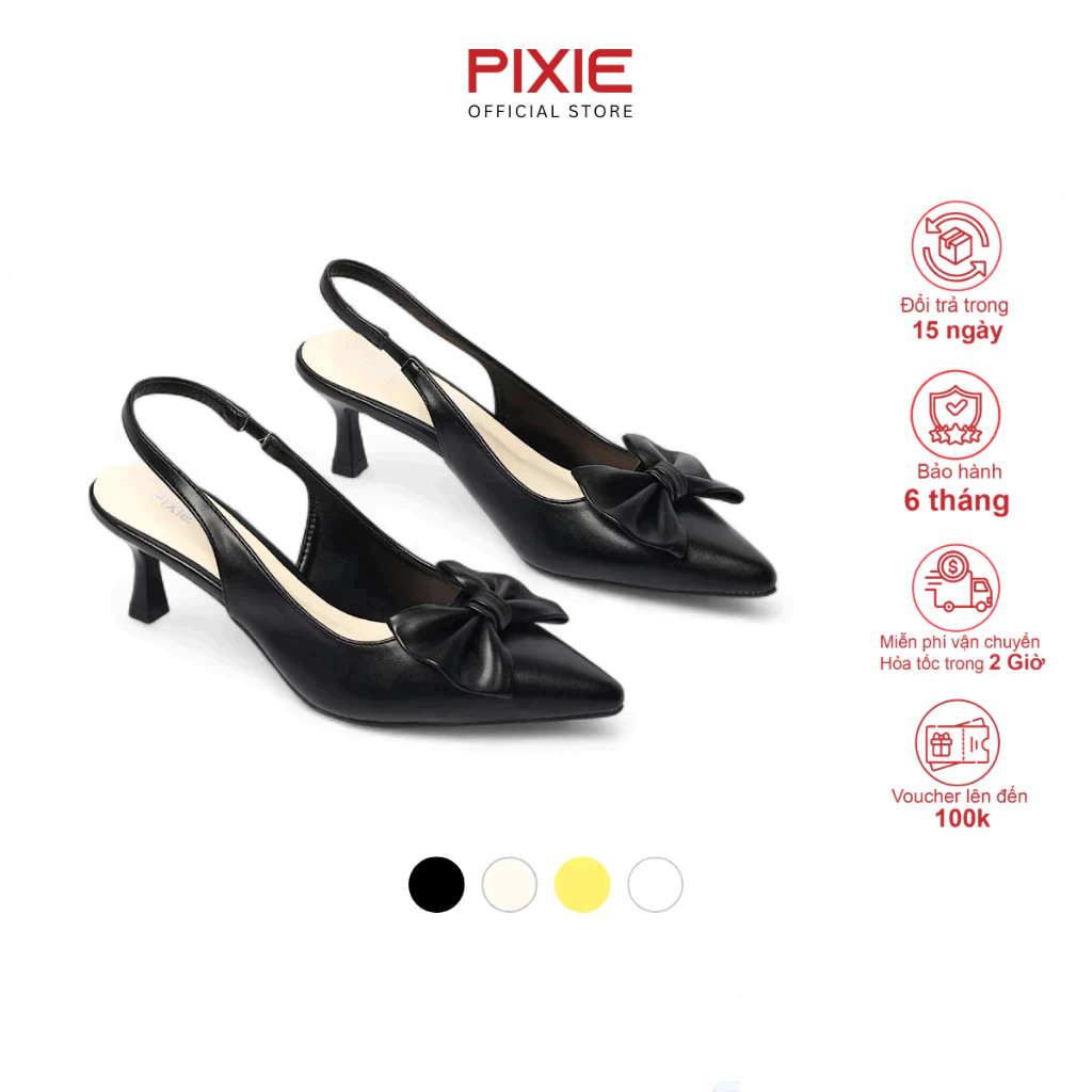 Giày Cao Gót Slingback Nữ Cao 5cm Mũi Nhọn Pixie H344