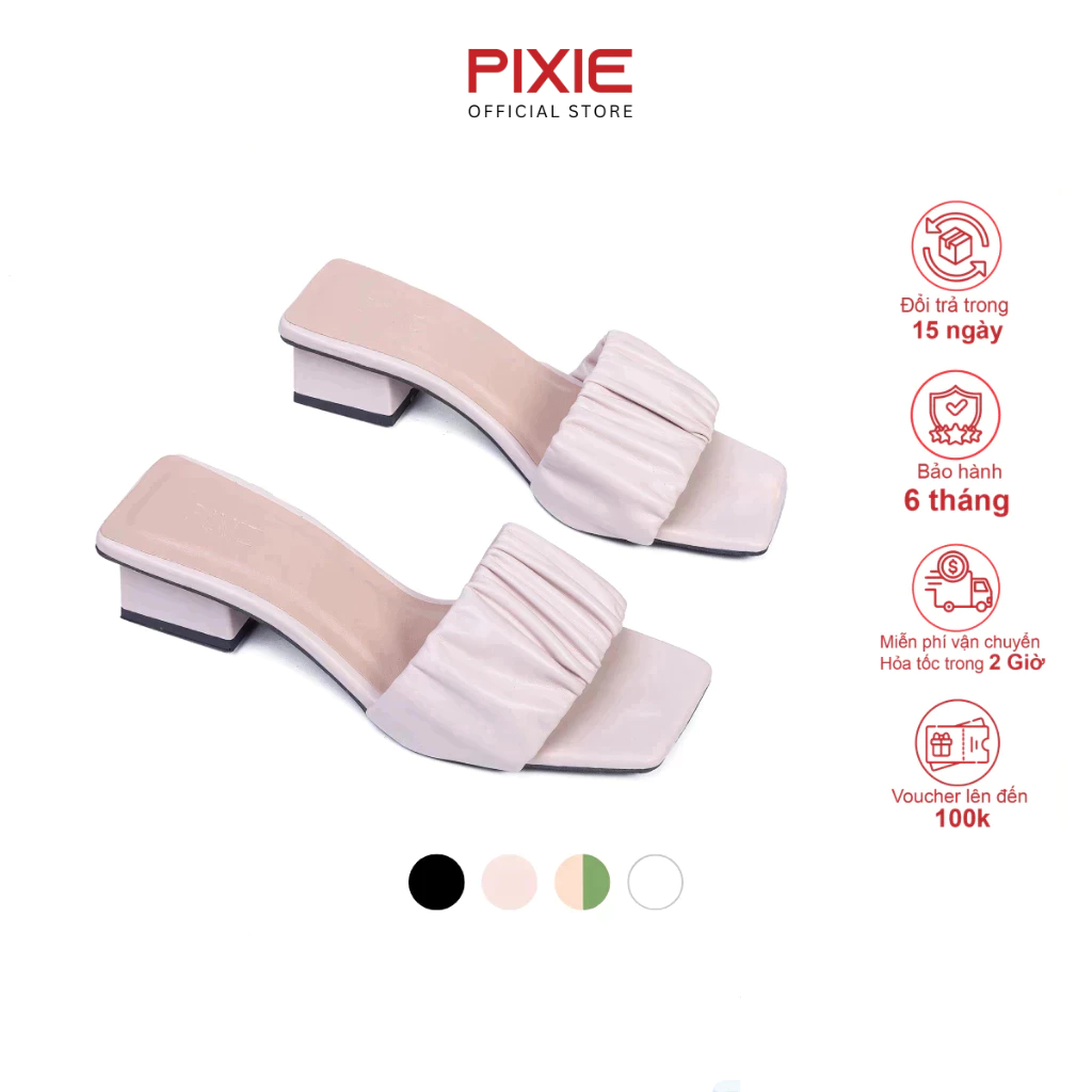 Guốc Cao Gót Nữ 3cm Quai Bèo Nhún Pixie X952