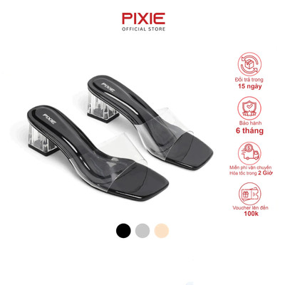 Guốc Cao Gót Nữ 5cm Quai Trong Pixie E206