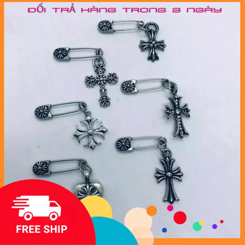 Pin,măng sét cài áo Chrome Heart mạ bạc cao cấp - Chrome Heart Store