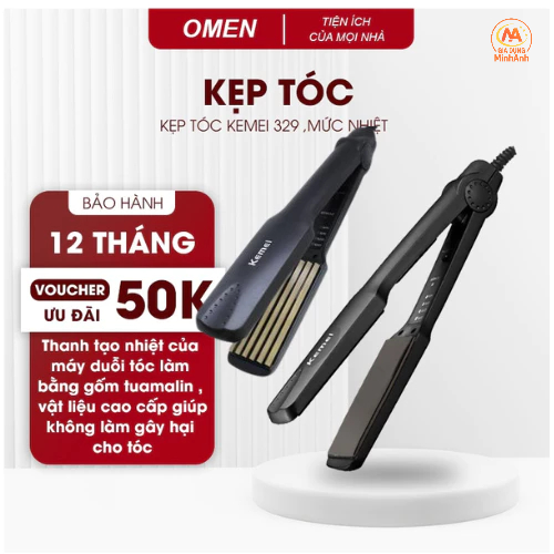Máy Uốn Duỗi, Máy Bấm Tóc KEMEI 329 Chính Hãng Mini 4 Mức Nhiệt Làm Tạo Kiểu Ép Là Thẳng Uốn Xoăn Cụp BH 6 tháng