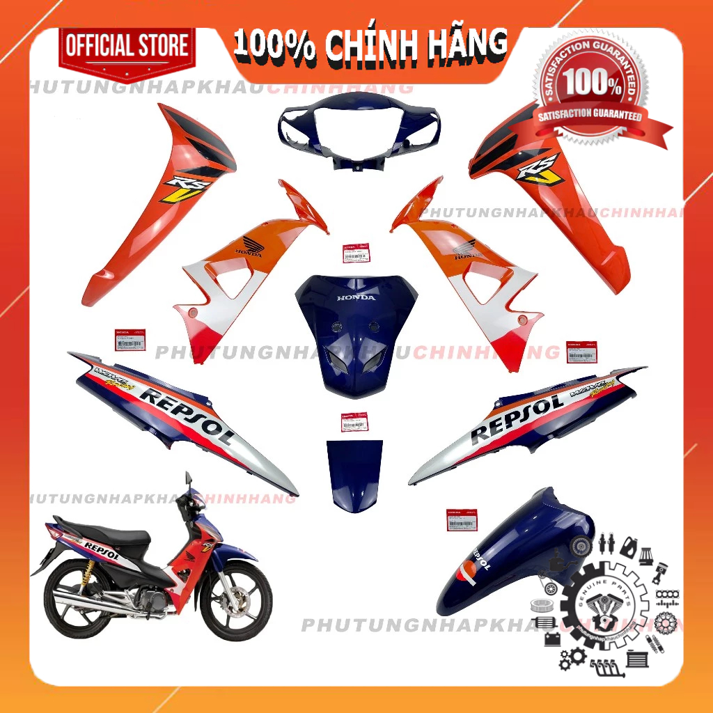 [MÓN LẺ]Dàn áo Wave RS 100 2006 repsol chính hãng, Bộ áo màu Wave RS100