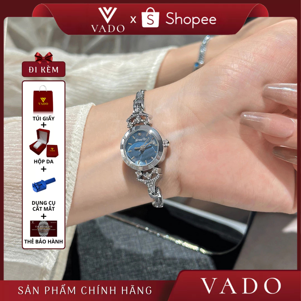 Đồng Hồ Nữ VADO Thiết Kế Mặt Tròn, Dây Kim Loại, Nữ Tính, Hỗ Trợ Kháng Nước - DH2108