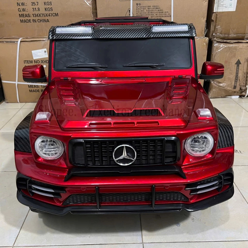 [Hoả Tốc] Ô Tô Điện G63 6 Bánh 6 Động Cơ Liền Bánh Trục Vuông, Ghế Da, Bánh Nhựa, Sơn Tĩnh Điện,Tải 