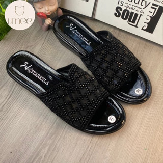 Dép trung niên nữ đế 3cm xuồng quai lưới đính đá cao cấp, dép cho mẹ, dép trung niên cho bà