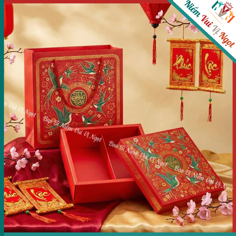 10 Hộp Quà Tết, Hộp đựng 2 hũ 4 hũ nhựa Mứt Tết, Hộp đựng Bánh kẹo ~ TẾT ĐONG ĐẦY 2-4 HŨ