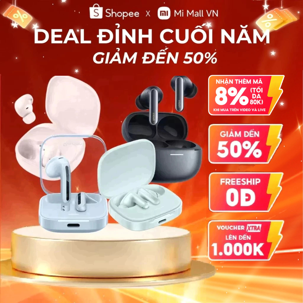 (Tổng hợp) Tai Nghe Bluetooth Xiaomi Redmi Buds 6 Play / Buds 6 Active / Buds 6 / Buds 5 / Buds 5 Pr