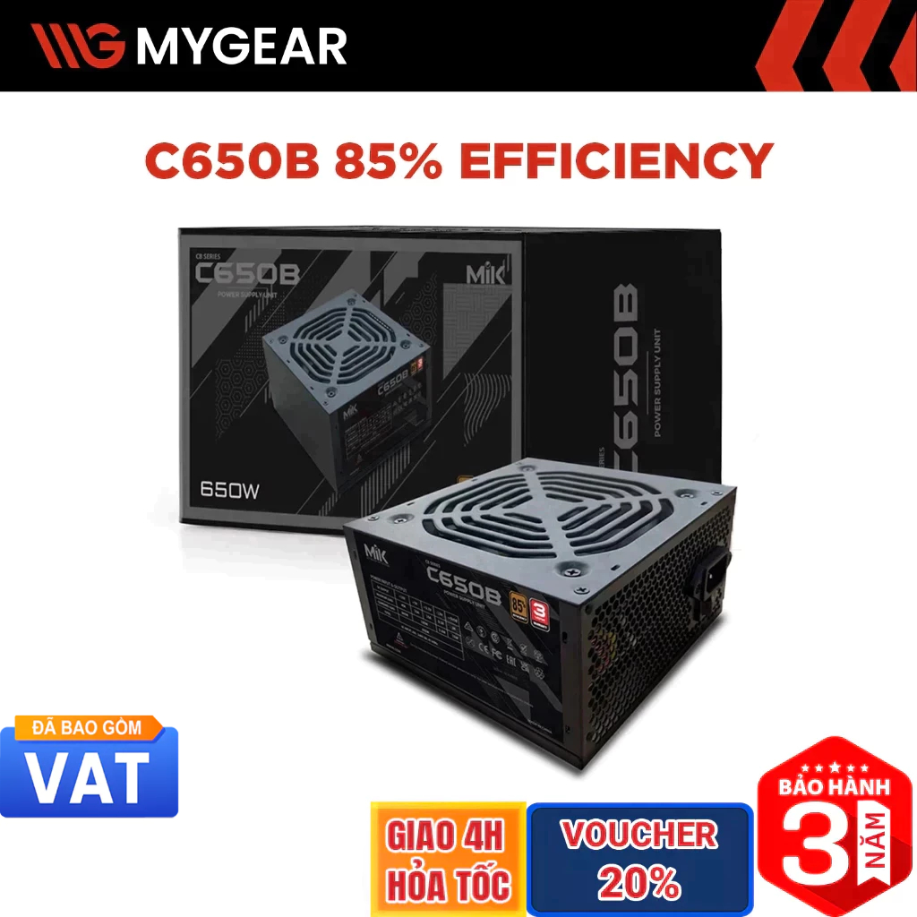 Nguồn máy tính MIK C650B 650W 85% Efficiency