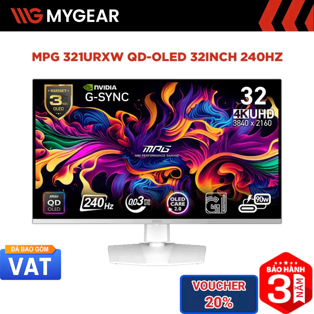 Màn hình Gaming MSI MPG 321URXW QD-OLED 31.5 inch 4K UHD 240Hz 0.03ms QD-OLED