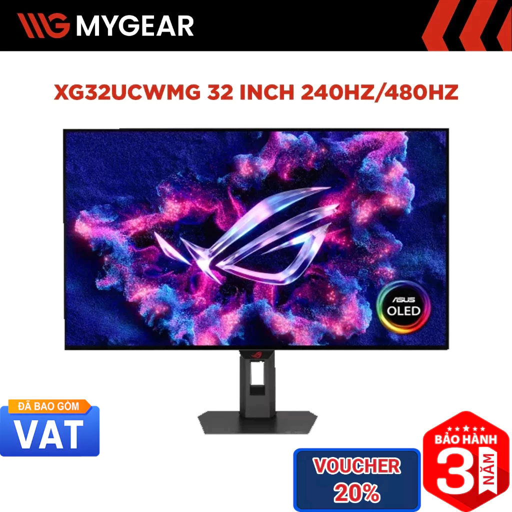 Màn hình Gaming ASUS ROG Strix OLED XG32UCWMG 32 inch 4K 240Hz/ FHD 480Hz 0.03ms WOLED TrueBlack Glo