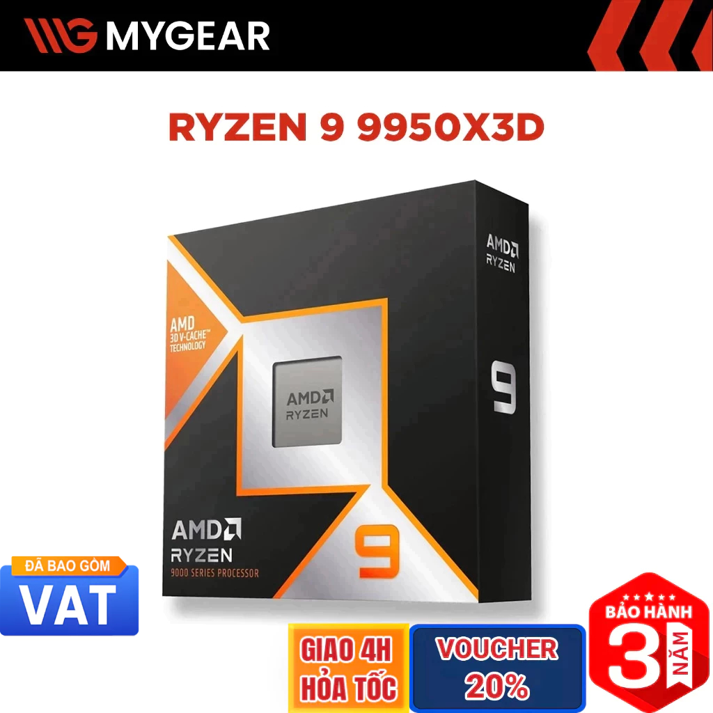 CPU AMD Ryzen 9 9950X3D 16 Nhân 32 Luồng