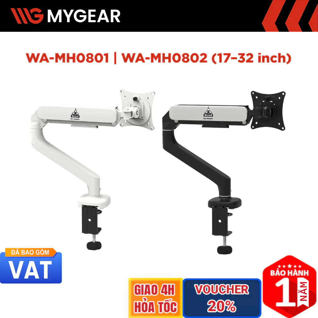Giá Treo Màn Hình Đơn Warrior WA-MH0801 | WA-MH0802 (17–32 inch)