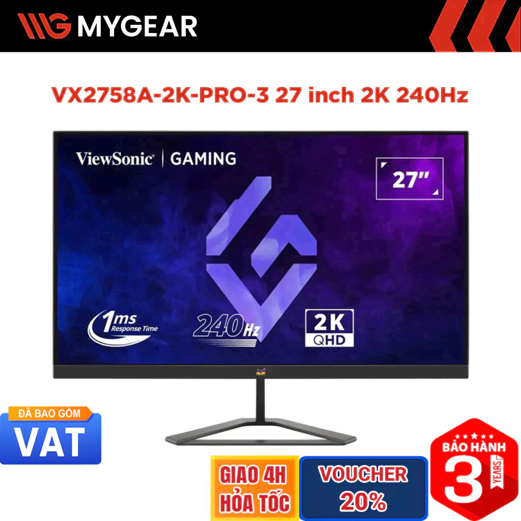 Màn hình Gaming ViewSonic VX2758A-2K-PRO-3 27 inch 2K 240Hz 1ms IPS