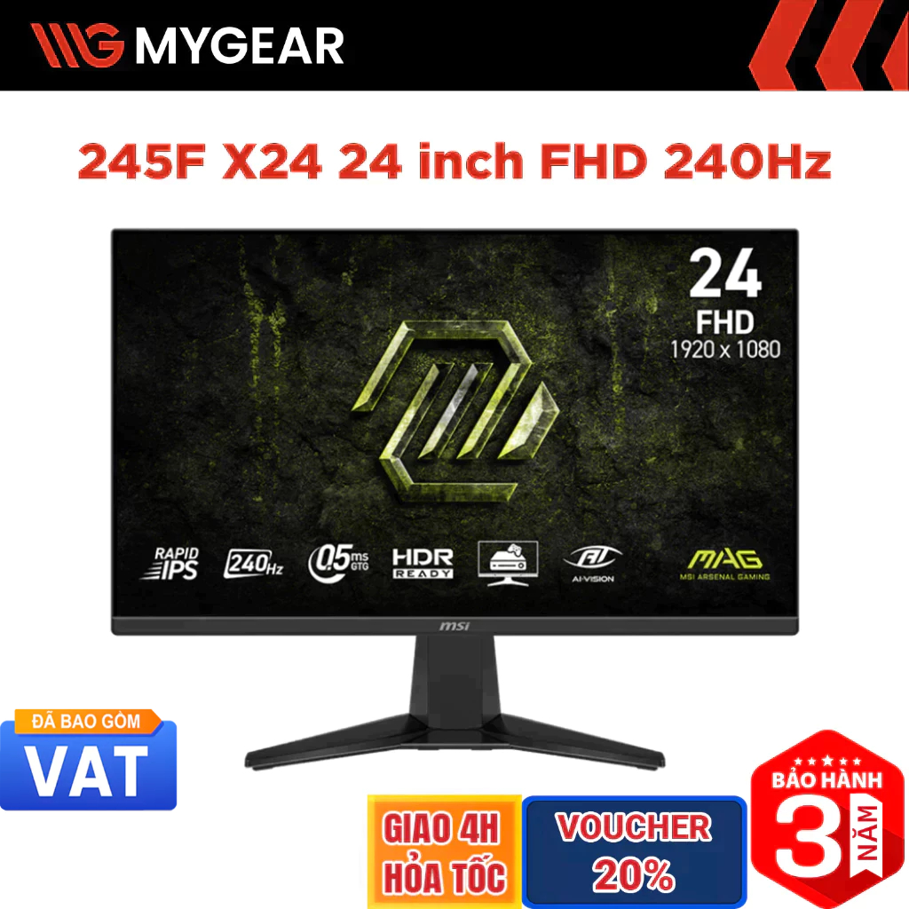 Màn hình Gaming MSI MAG 245F X24 24 inch FHD 240Hz 0.5ms Rapid IPS