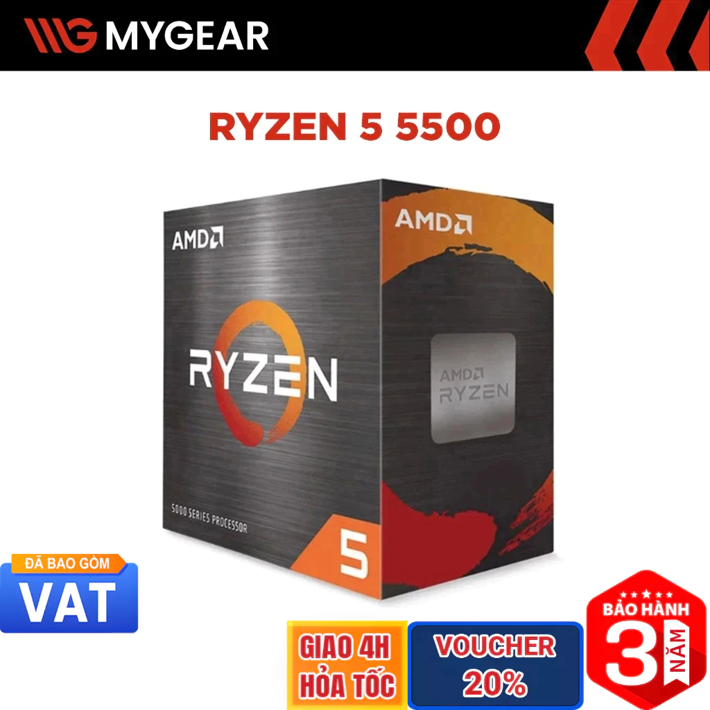 CPU AMD Ryzen 5 5500 6 nhân 12 luồng Box Chính Hãng