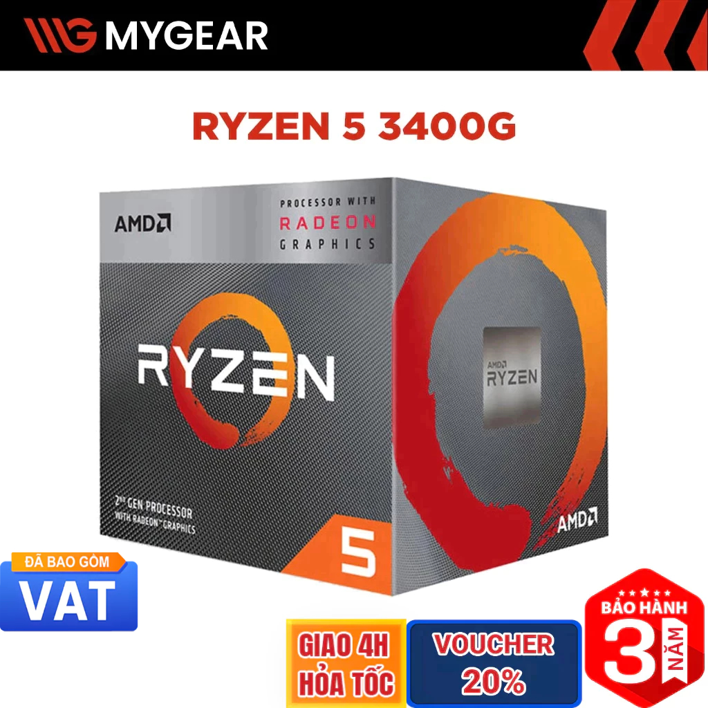 CPU AMD Ryzen 5 3400G 4 Nhân 8 Luồng - Chính hãng AMD Việt Nam