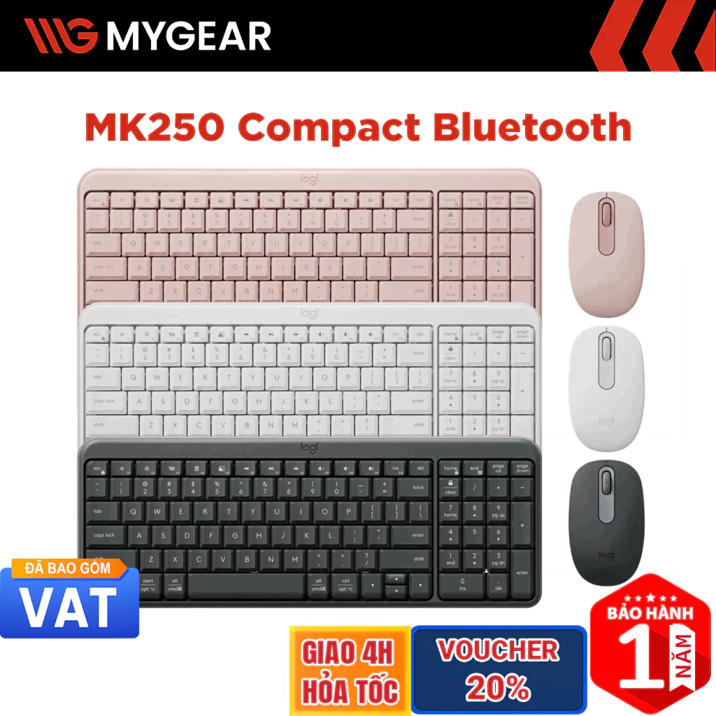 Combo Bàn phím Chuột không dây Logitech MK250 Compact Bluetooth