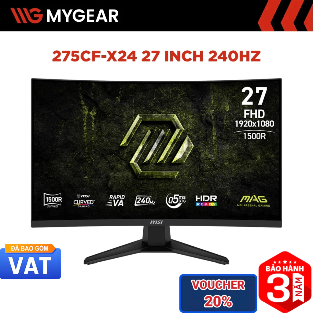 Màn hình Gaming MSI MAG 275CF X24 27 inch Full HD 240Hz 0.5ms Rapid VA