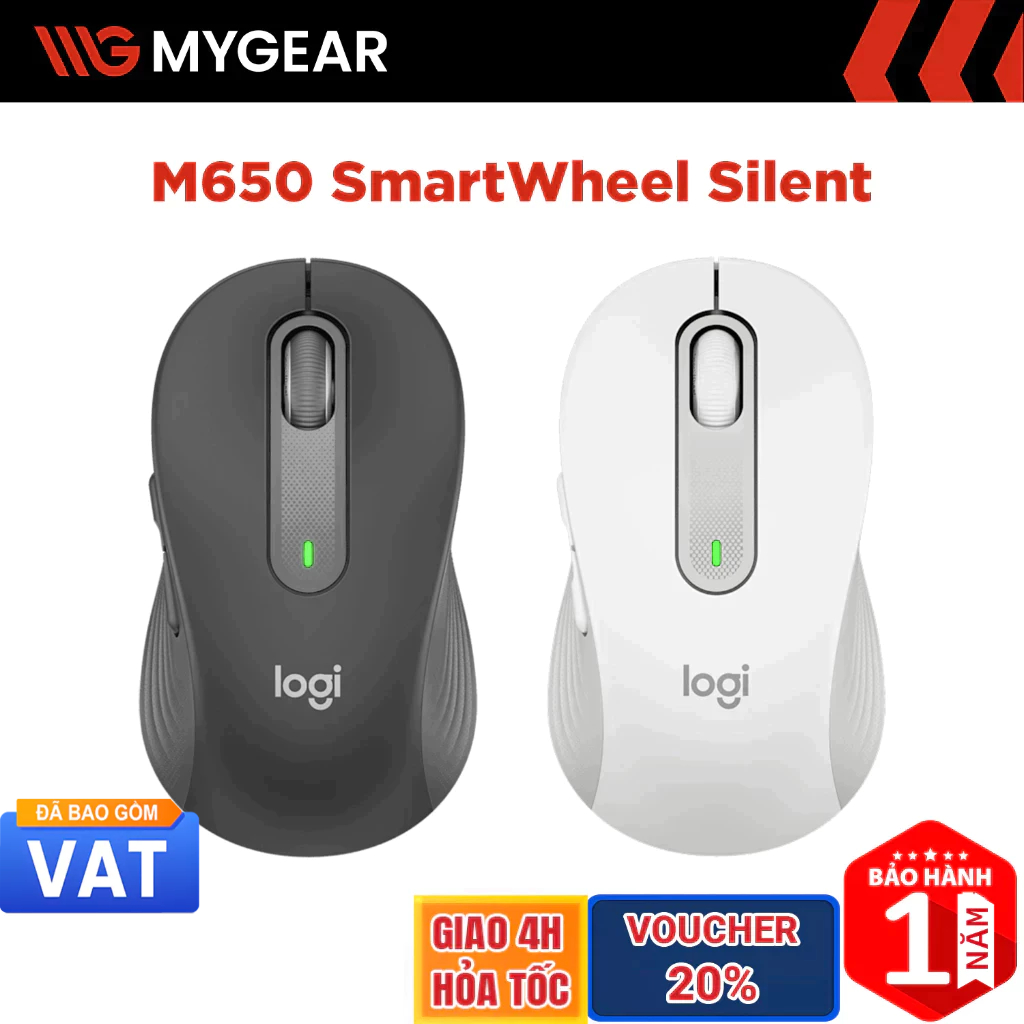 Chuột không dây Logitech Signature M650 SmartWheel Silent