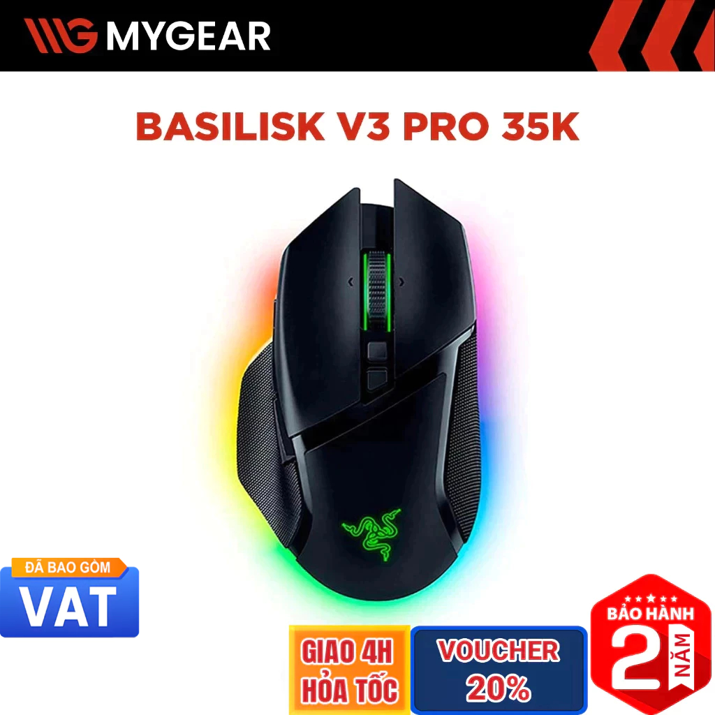 Chuột không dây Razer Basilisk V3 Pro 35K RGB HyperSpeed Wireless
