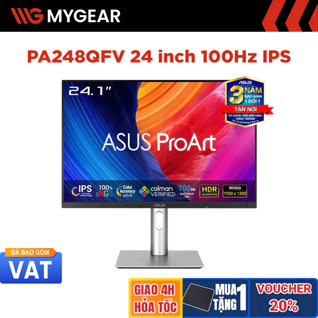 Màn hình đồ họa ASUS ProArt Display PA248QFV 24 inch WUXGA 100Hz IPS
