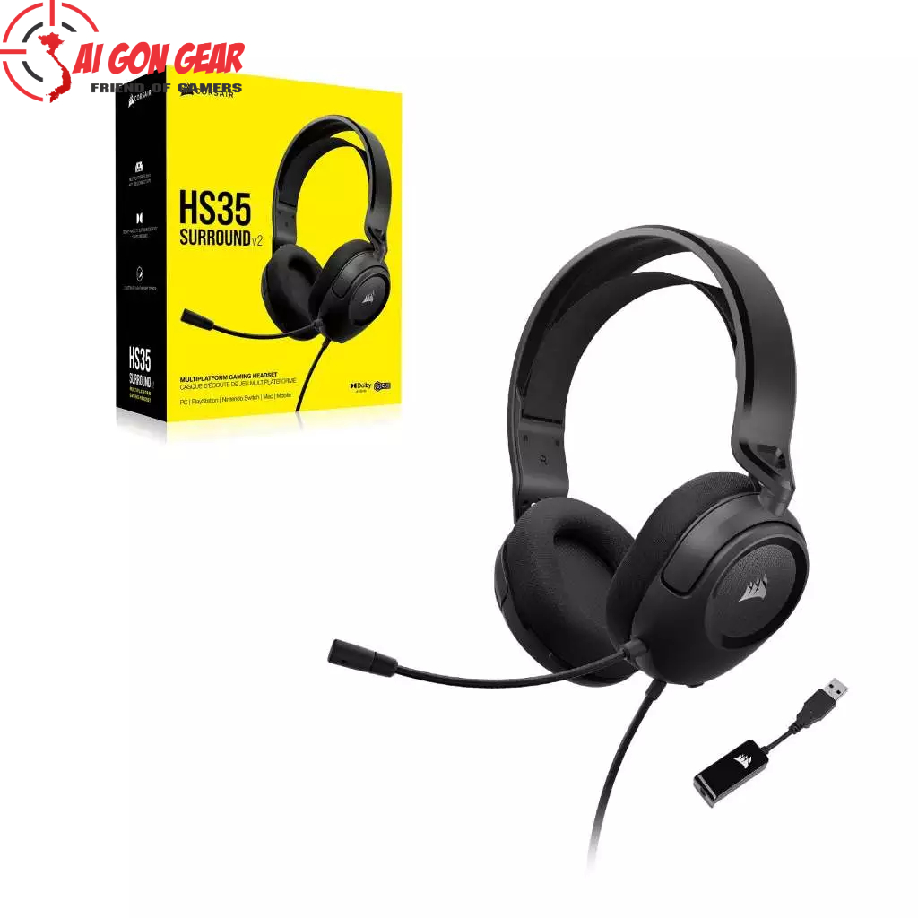 Tai nghe Corsair HS35 v2,Carbon