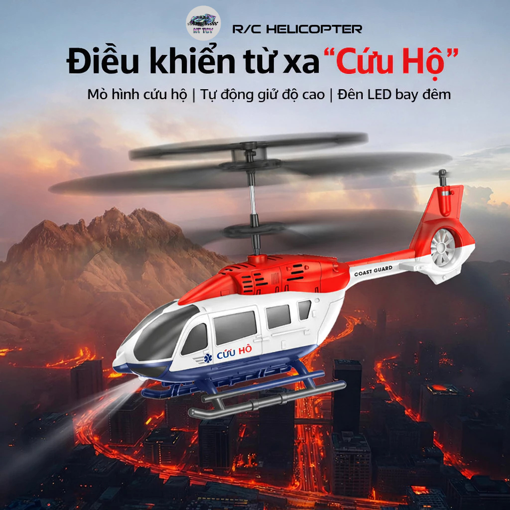 Máy Bay Trực Thăng Cứu Hộ Điều Khiển Từ Xa RC, Giữ Độ Cao Tự Động, Đèn LED Bay Đêm