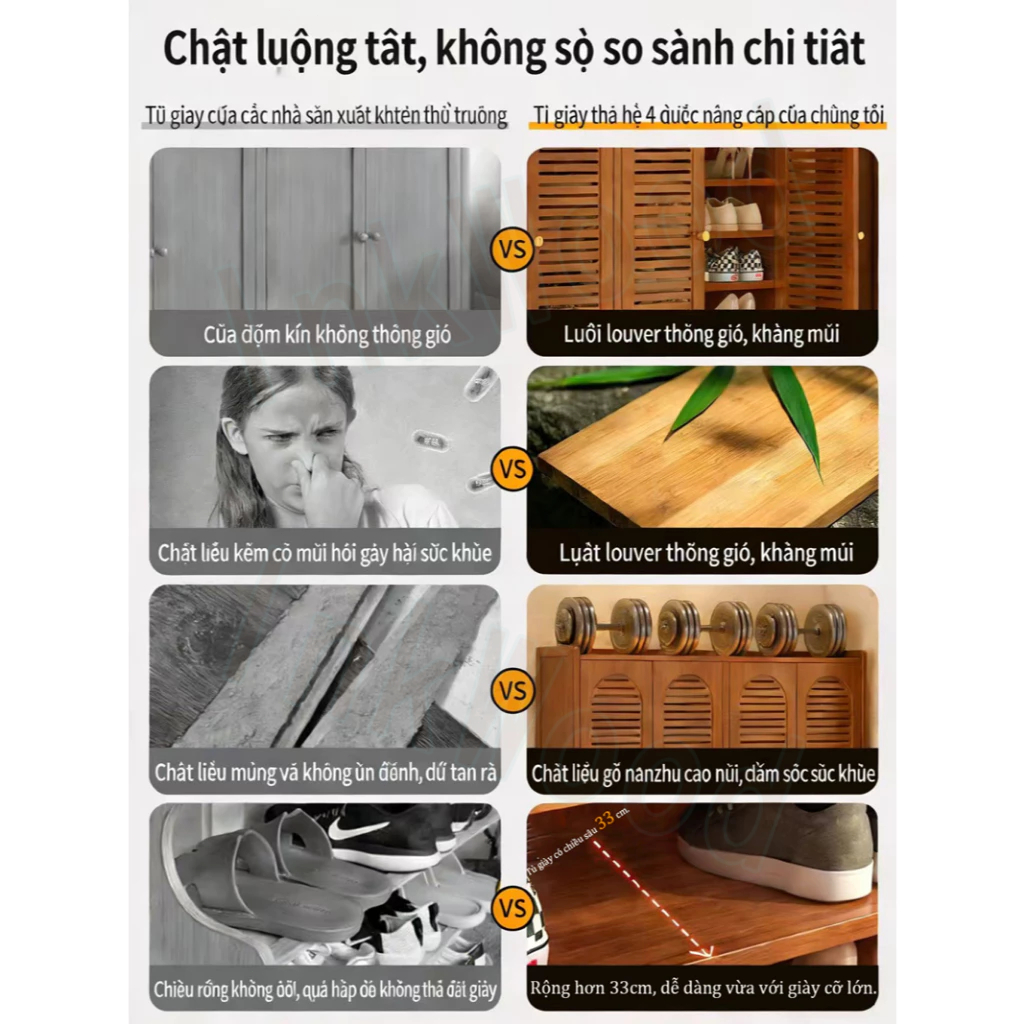 【Giao hàng trong 4 giờ】Tủ giày gỗ tự nhiên thông thoáng chống bụi dung lượng lớn tủ giày 6/7/8 Tầng tiết kiệm không gian | BigBuy360 - bigbuy360.vn