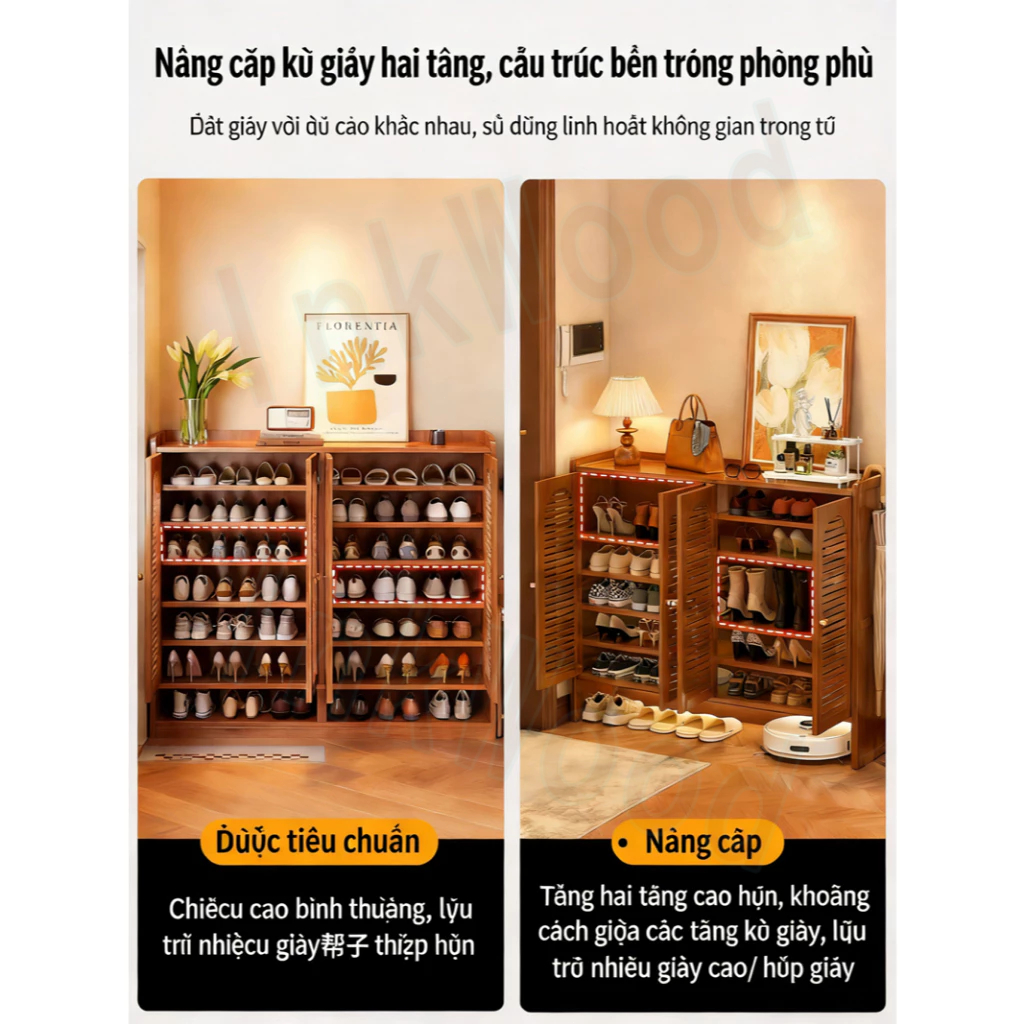 【Giao hàng trong 4 giờ】Tủ giày gỗ tự nhiên thông thoáng chống bụi dung lượng lớn tủ giày 6/7/8 Tầng tiết kiệm không gian | BigBuy360 - bigbuy360.vn