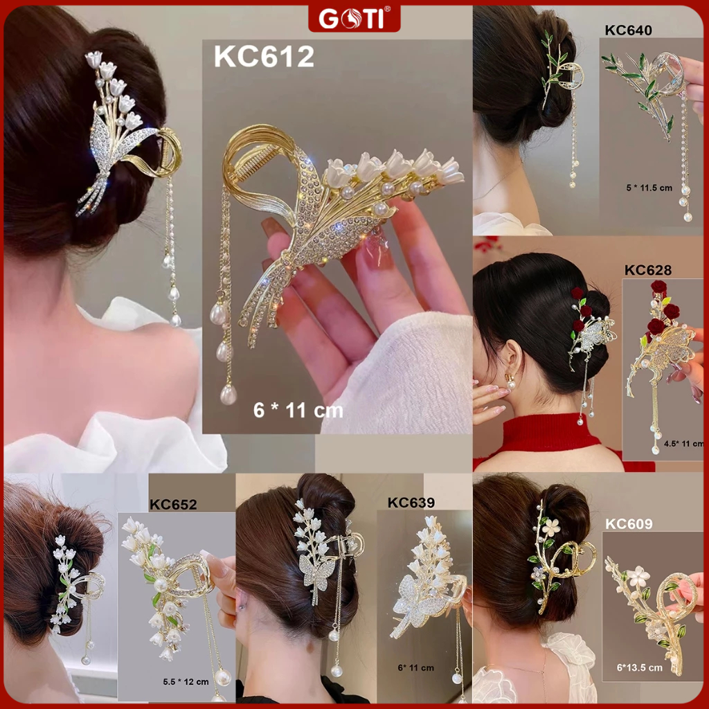 GOTI Phụ Kiện Tóc , Kẹp Tóc Kim Loại Hàn Quốc Cỡ Lớn Hottrend Kẹp Càng Cua Hoa Nơ Cho Nữ KC612
