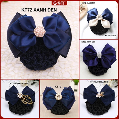 GOTI Kẹp Búi Tóc Lưới Đính Nơ Nhiều Màu Kiểu Kẹp Tóc Có Búi Lưới Xinh Xắn Công Sở, Y Tá KT42