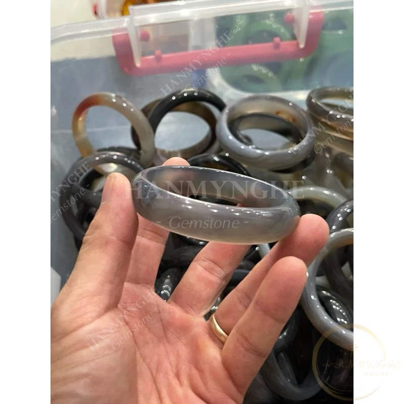 Vòng tay đá mã não tự nhiên ni 53-58 mm HANMYNGHE